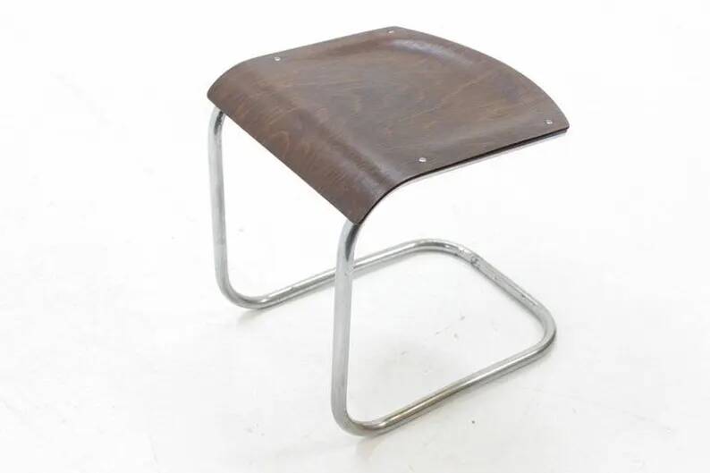 Bauhaus Chrome Mücke & Melder Stool, Mart Stam / Signed, 1930s