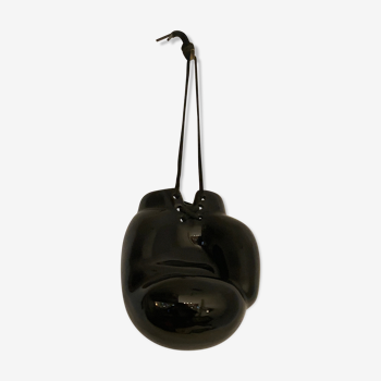 Black ceramic ashtray, boxing glove