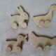 set of 4 wooden toys on wheels