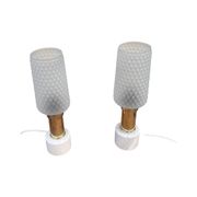 A pair of bedside lamps with a marble base, VEB Narva Leuchtenbau Lengefeld Germany, 1960s.