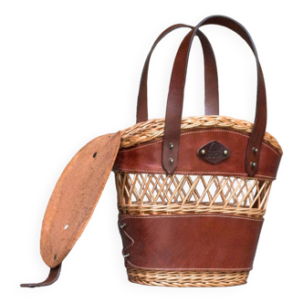 Orginal leather and wicker basket beautiful decoration