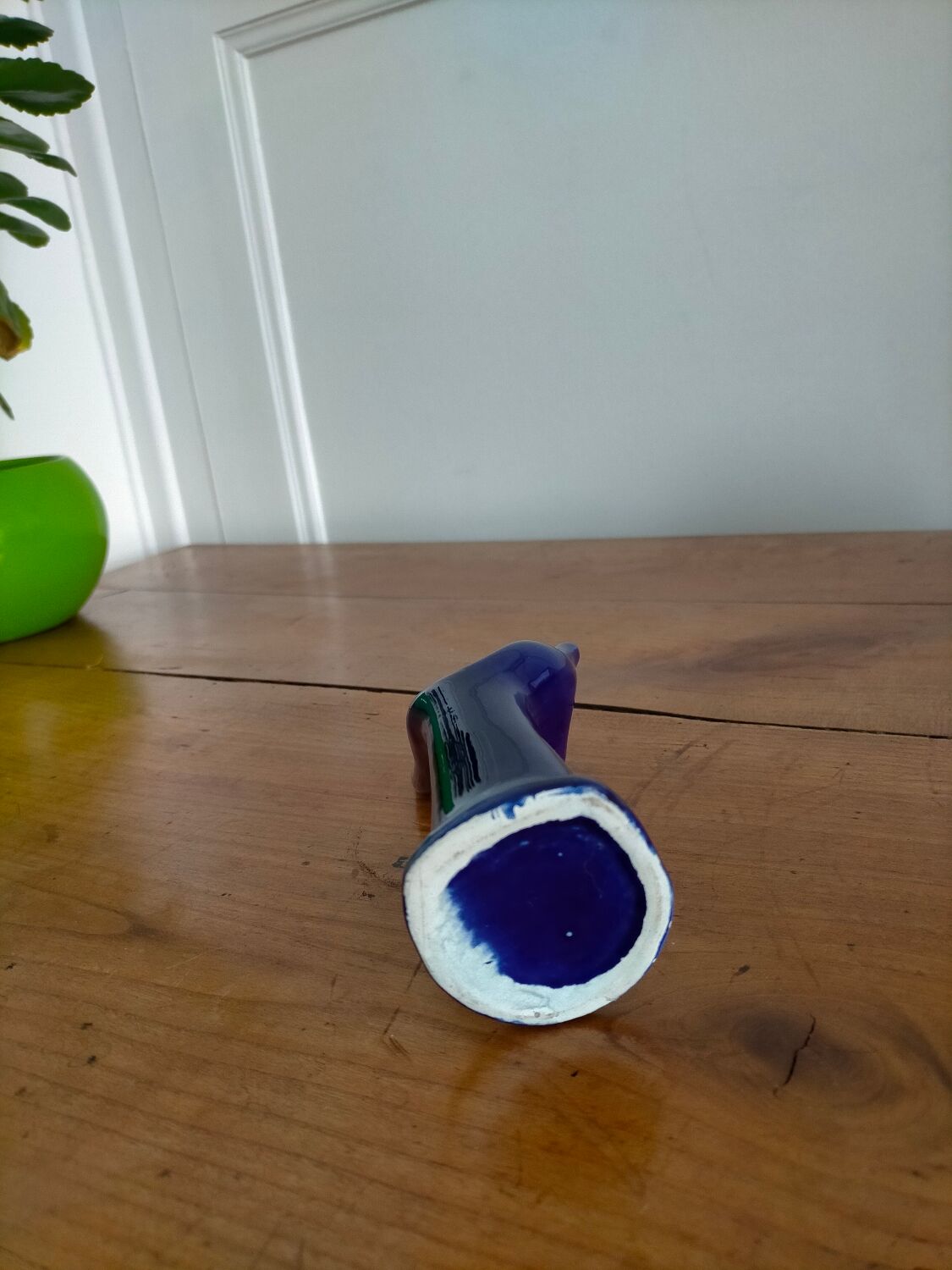 Hand navy blue ceramic vase