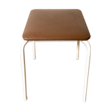 70's brown metal and faux leather stool