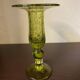Biot candle holder in blown glass with anise green bubbles and handle