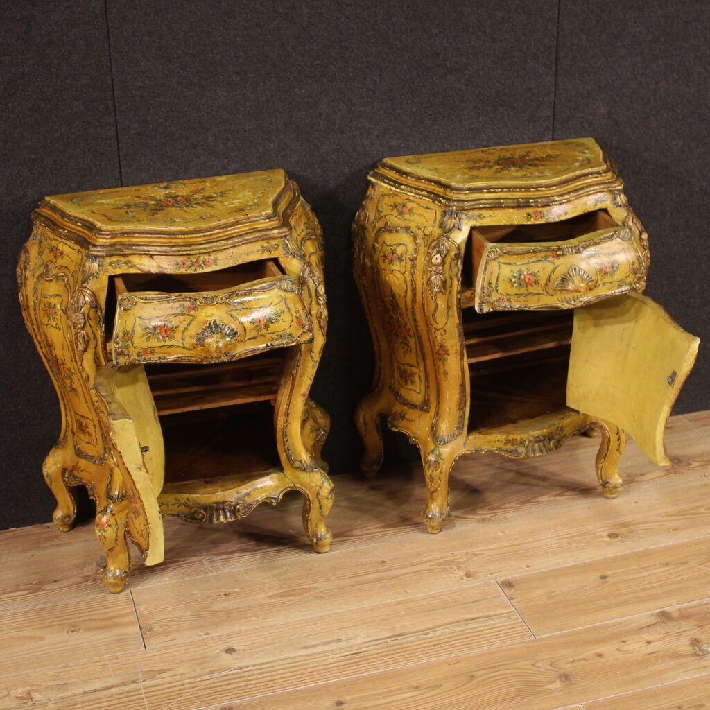 Pair of bedside tables in Venetian style from the 60s