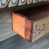 Console Louis XIV shabby chic - patine vert sauge