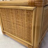 Vintage rattan storage cabinet