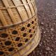 Wicker pendant lamp and vintage braided rattan straws