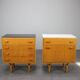 1960s František Mezulaník Mid-Century Maple Nightstands with Black and White Glass