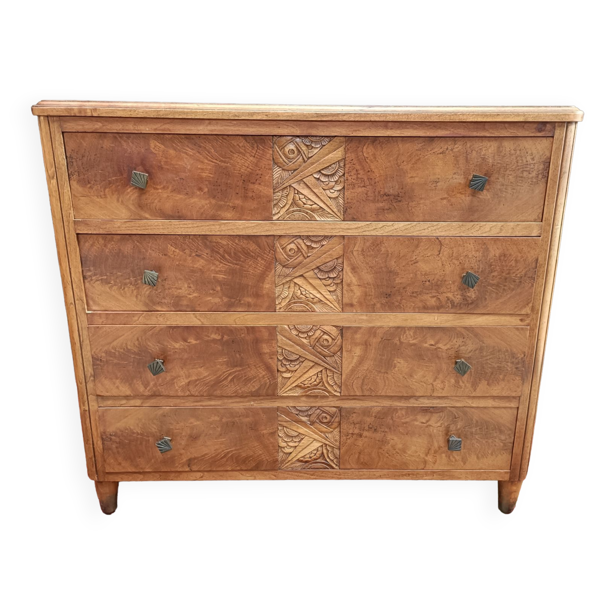 Commode Art-déco années 40, placage noyer
