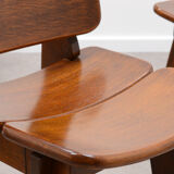 Set of 4 oak Brutalist chairs