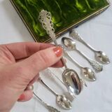 Box of 6 Small Spoons and Sugar Tongs Bergna Bros. Sunderland