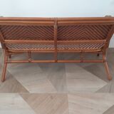 Vintage -Braided rattan sofa - chevron pattern