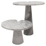 Original Angelo Mangiarotti Italian "Eros" Carrara Marble Side Tables