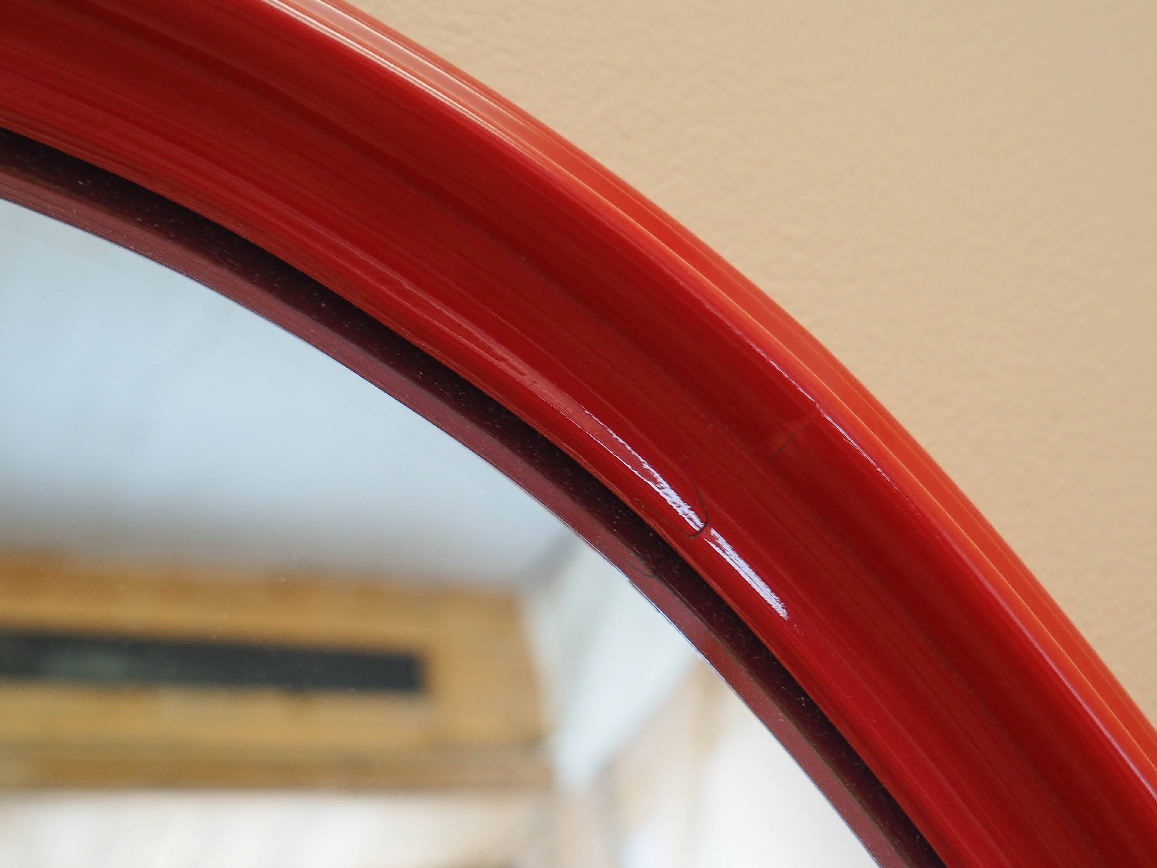 Mirror in a red frame, Danish design, 1970s, made in Denmark