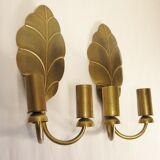 Paire d'appliques " feuilles " en laiton 1970