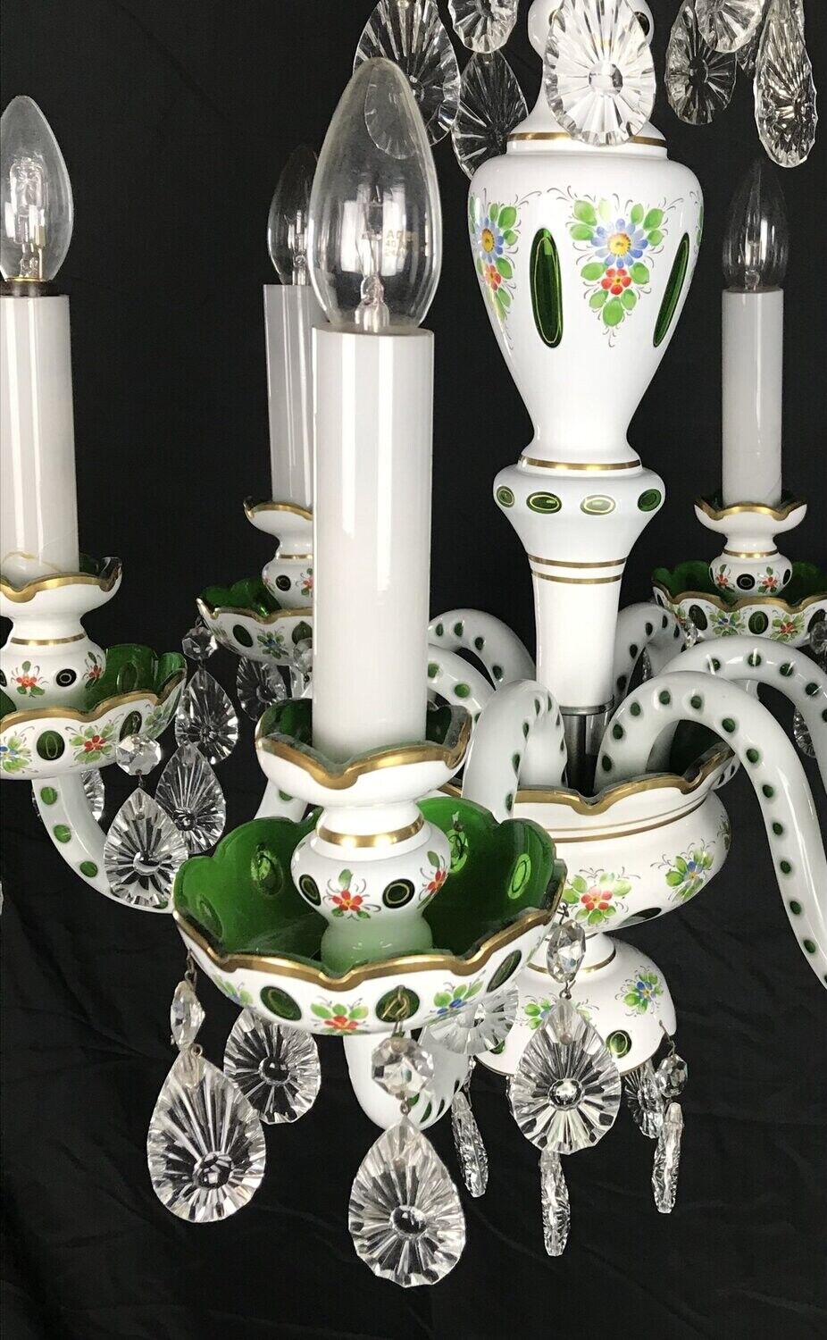 White overlay glass chandelier