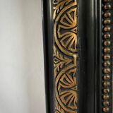 Miroir Napoleon III, noir et or avec fronton 75x112cm