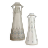 Paire de vases soliflore - Art nouveau - Marqué Marmorzellan au revers