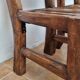 Pair of solid wood and bamboo chairs, brutalist style, 90 cm