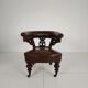 Antique leather armchair by Robson & Son – carved wood & castors, Newcastle