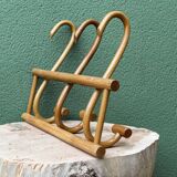 Wall-mounted coat rack in curved wood, 3 hooks