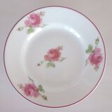 Vintage Vista Alegre 4 Dessert Porcelain Plates Hand Painted with Pink Rose