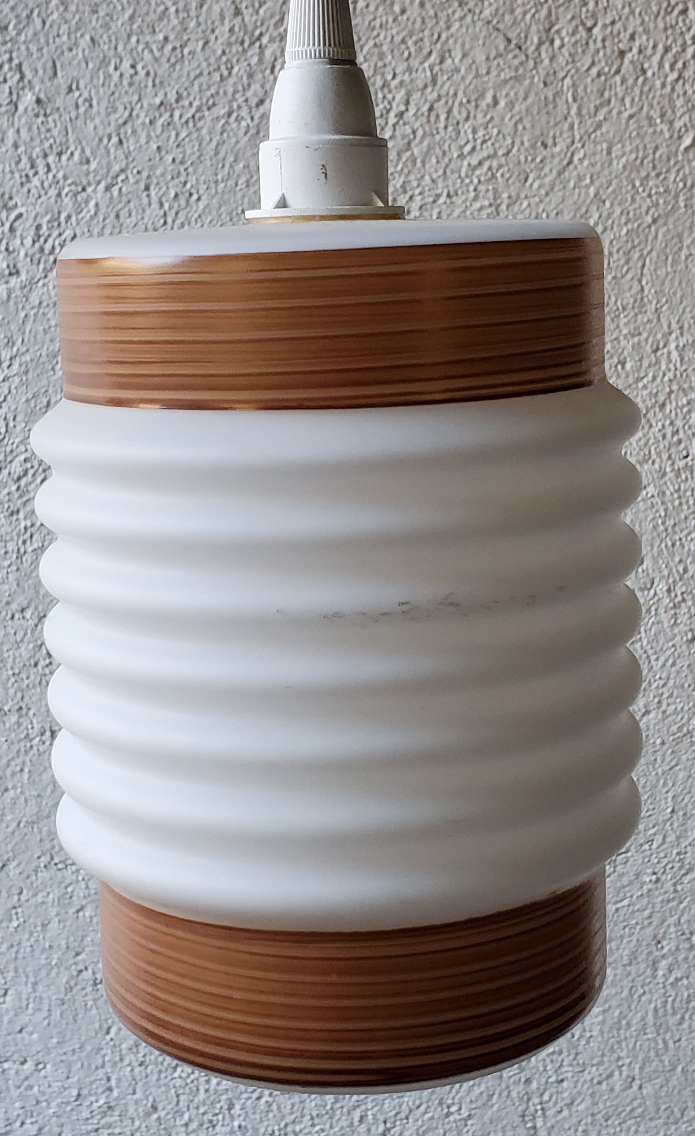 Opaline hanging lamp wood-eyed