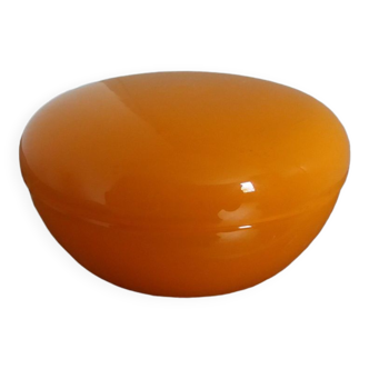 Boite bonbonnière en verre orange années 70