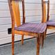 Set of 5 Scandinavian chairs in wood and checked fabric.