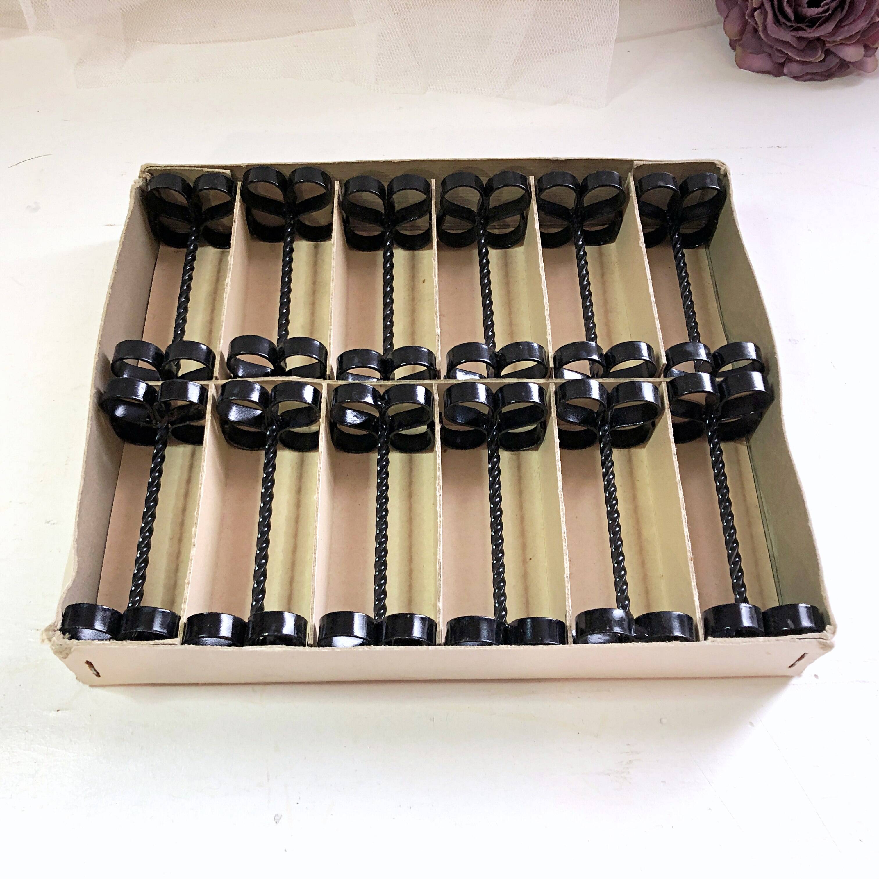Box of 12 wrought iron cutlery holders