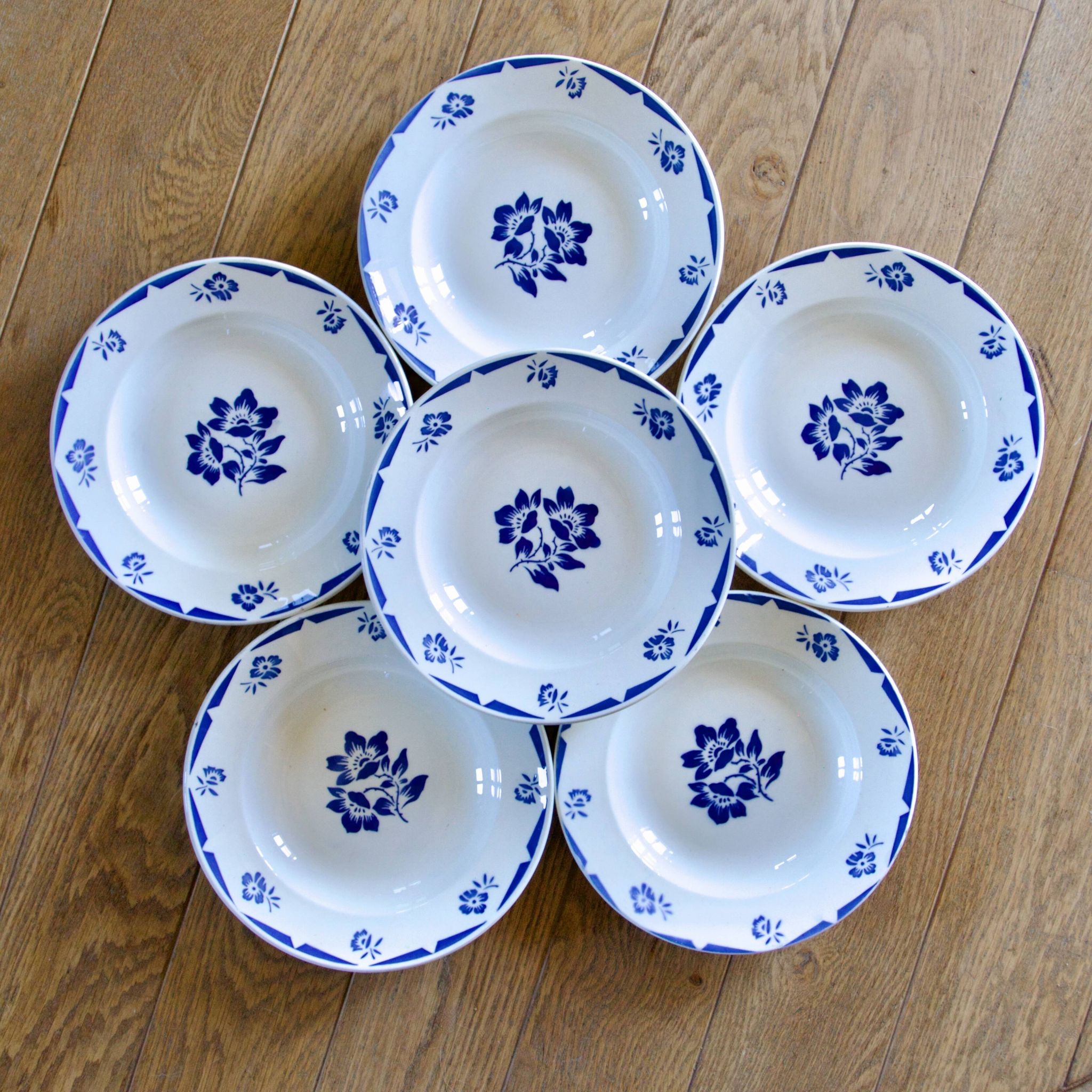 Antique Badonviller plates from the "Madelon" collection, hand-painted
