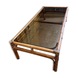 Large bamboo and smoked glass coffee table