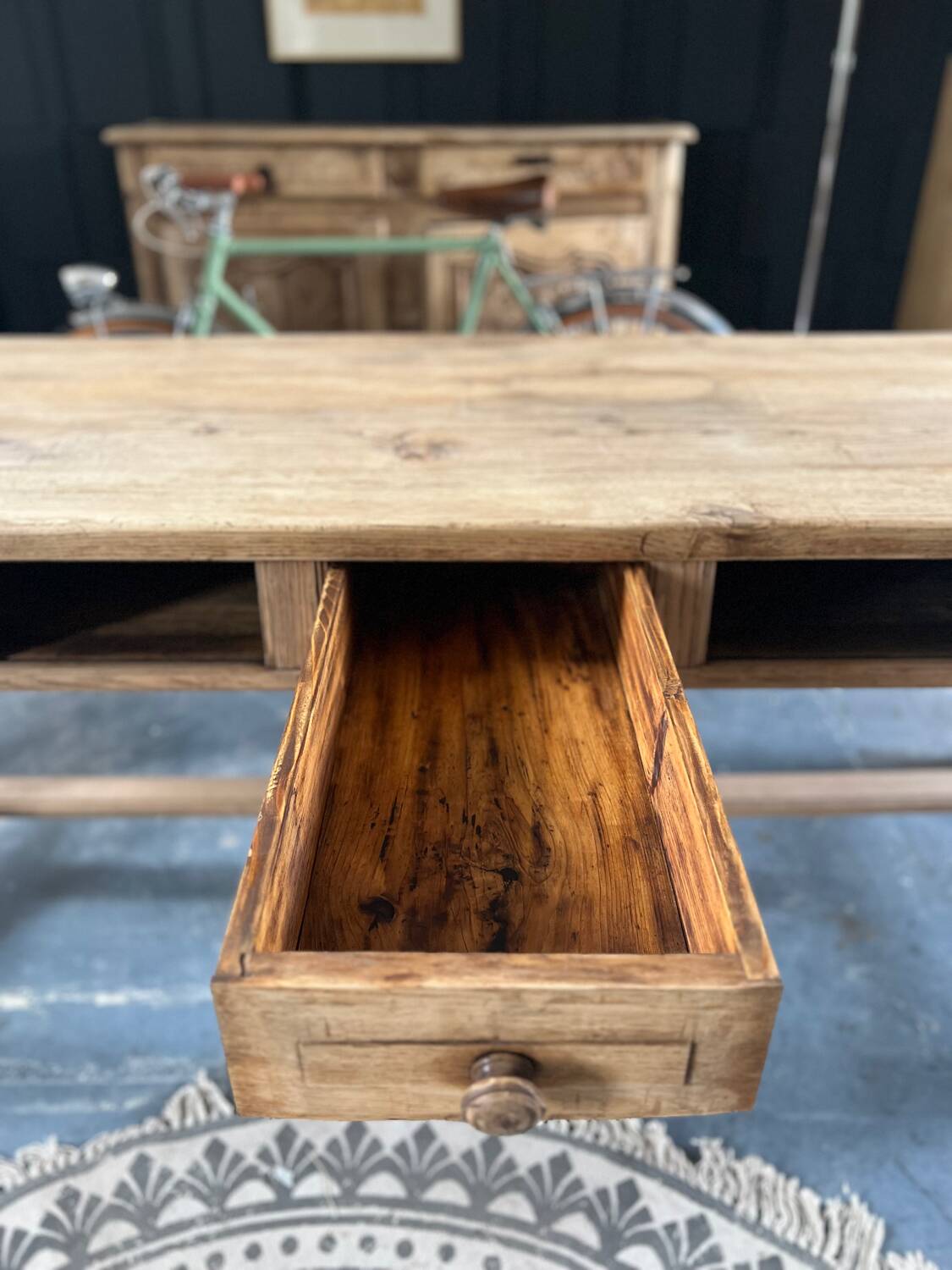 Old 19th century oak farm table
