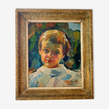 Huile sur toile marouflée sur carton - portrait de jeune fille - 1941 Fernand Belmonte (1897-1981)