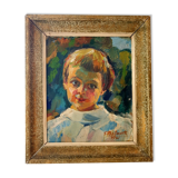 Huile sur toile marouflée sur carton - portrait de jeune fille - 1941 Fernand Belmonte (1897-1981)