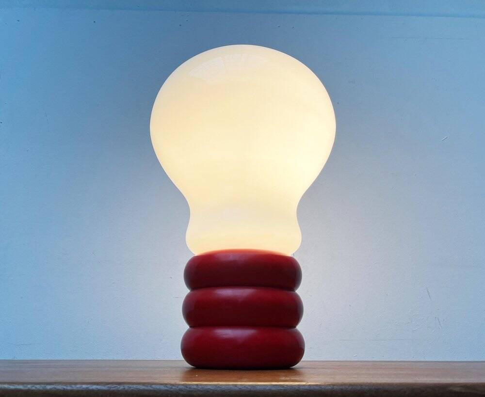 Giant table lamp or floor lamp in the shape of a light bulb from the mid-century German space age by Ingo Maurer for M Design, 1960s.
