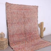 Pink Vintage Moroccan Rug 205 x 303 cm, Berber Wool Rug, Berber Boho Rug