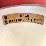 Vintage suspension in mother-of-pearl and brass with fruit decoration – retro light fitting from the 70s.