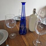 Vintage blue cut crystal bud vase - bohemian craft charm