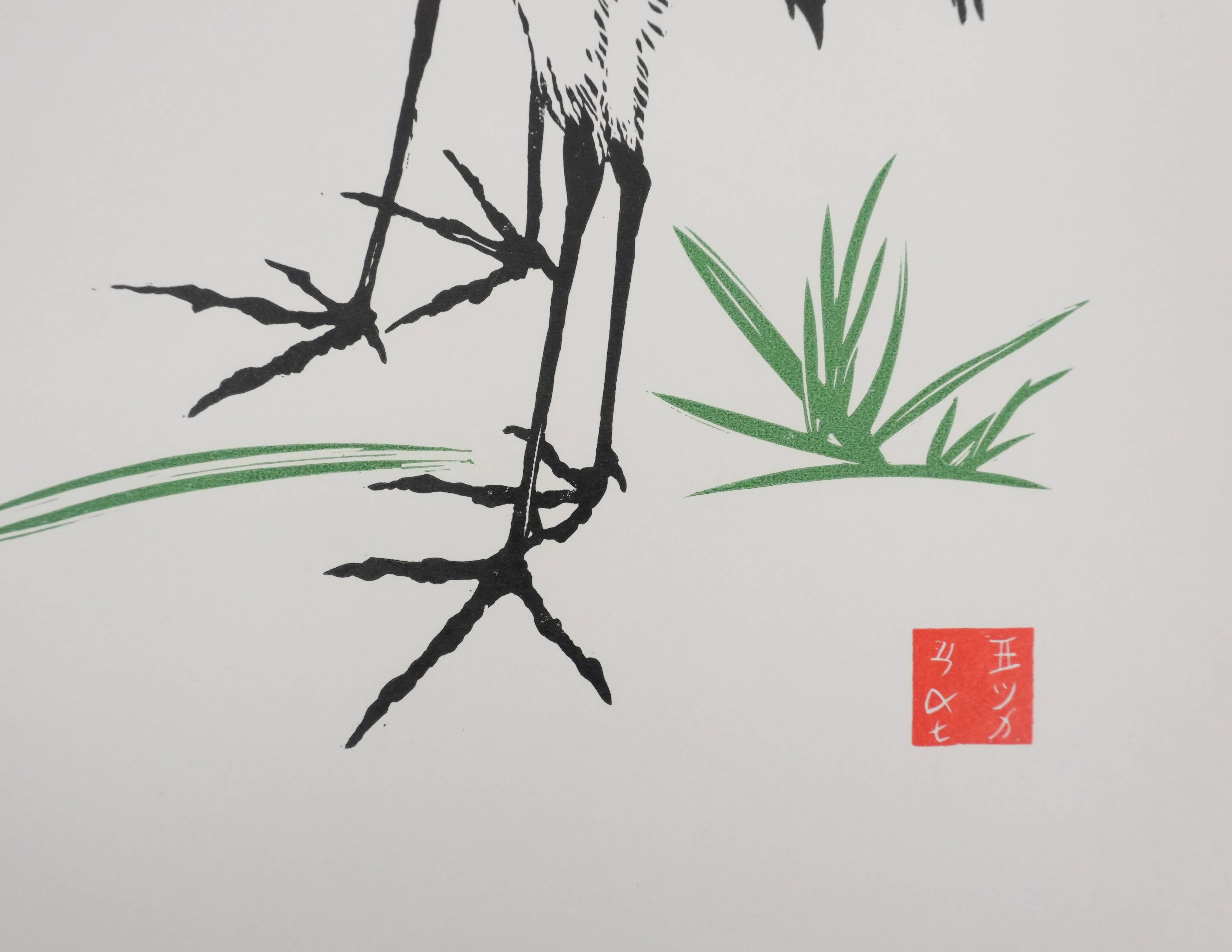Mokuchu URUSHIBARA: Japanese print, The White Herons, Woodblock print