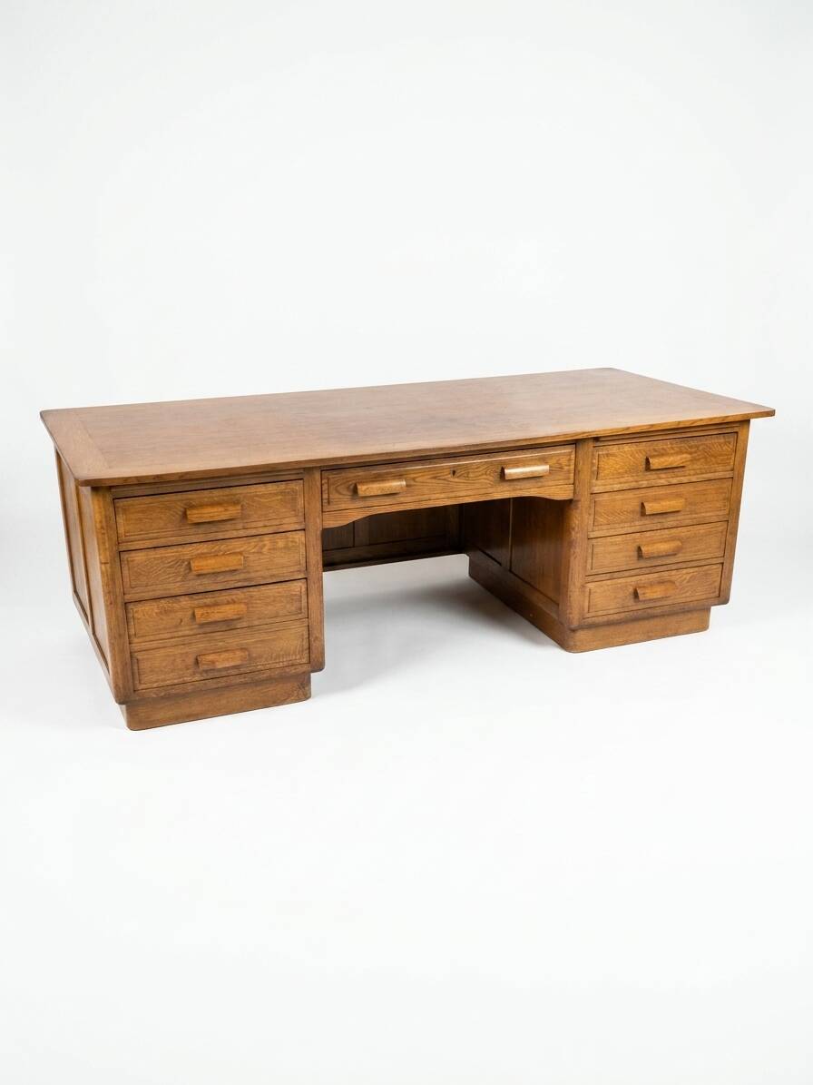 Bureau ministre XXL en chêne , 220 × 95 cm