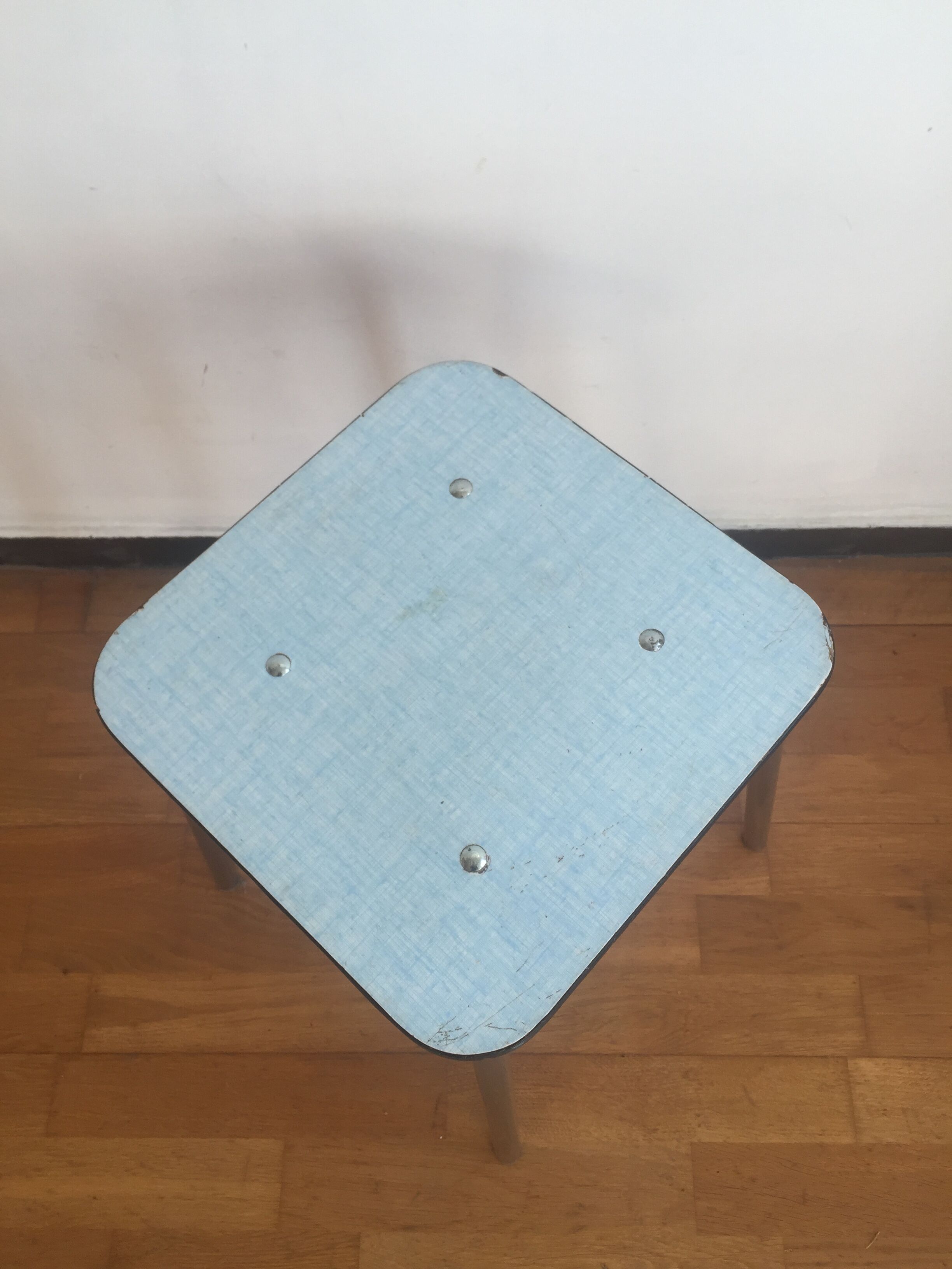 Blue formica stool
