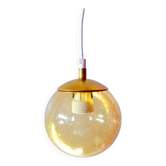 Suspension en verre ambré bullé