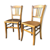 Lot de 2 chaises de bistrot bois 1950