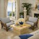 Pair of glacier blue rattan armchairs French Riviera vintage ép