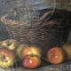 Table still life with apples and basket, signed at the beginning of the 20th century