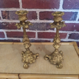 Pair of gilded bronze candle holders