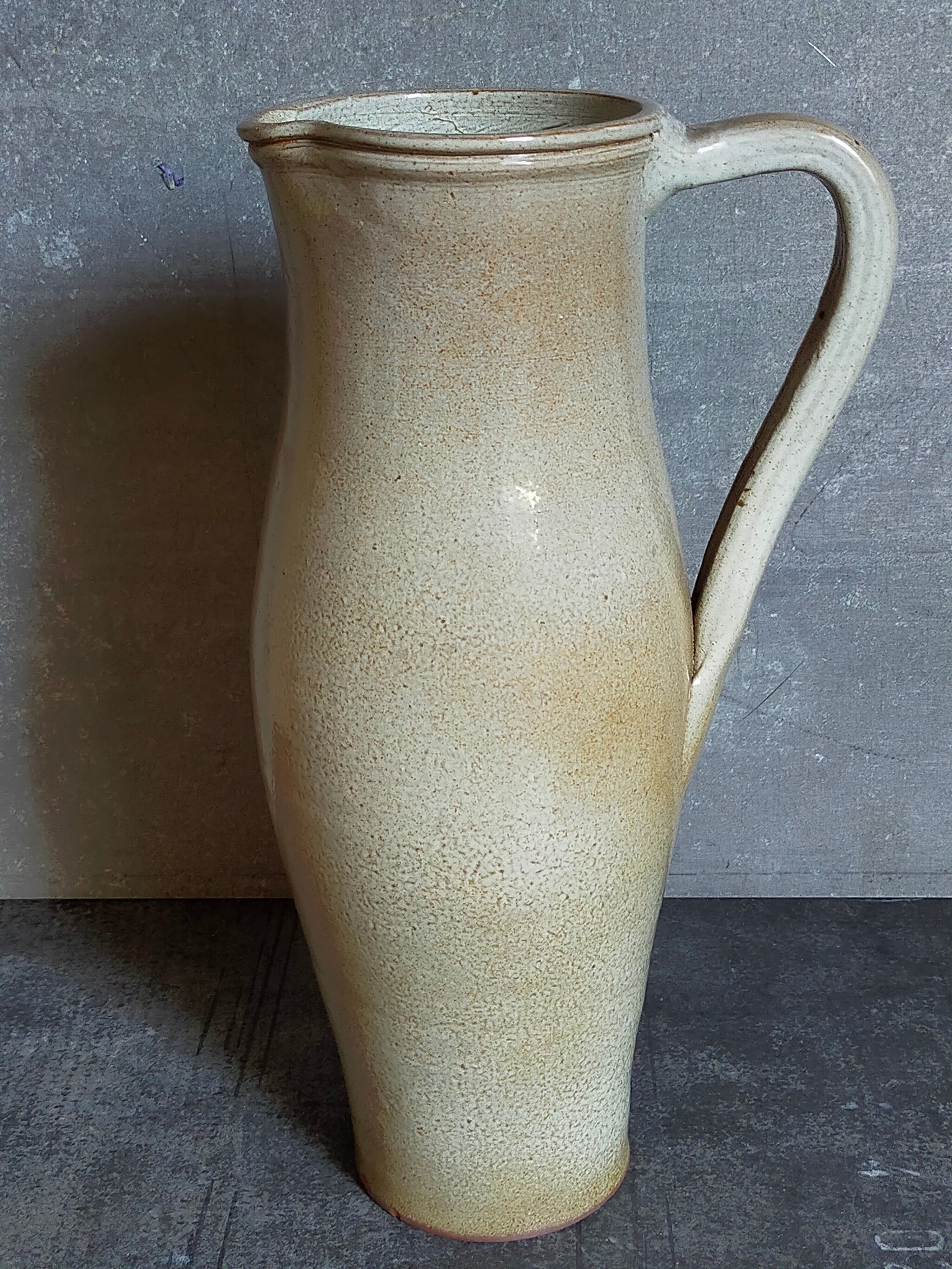 Enamelled sandstone pitcher Jean Dubost in Noron La Poterie 60s