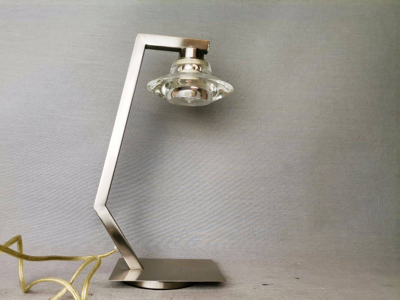 Chromed metal halogen dimmer desk lamp